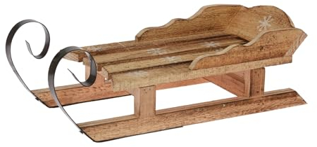 itsisa Deko Schlitten aus Holz 34x14 cm - Nostalgie Schlitten, Winterdeko, Deko Skihütte, Weihnachtsdeko, Winter Dekoration