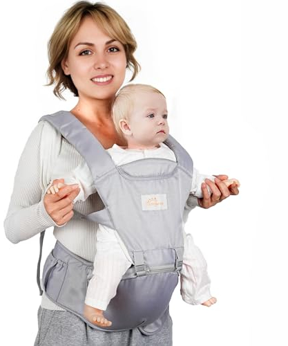 Mumgaroo Babytrage, All-In-One Babytrage für Neugeborene ab Geburt, Babys & Kleinkinder (0-36Monate), verstellbarer Sitz, Baby-Tragetasche,unabhängig getragen werden