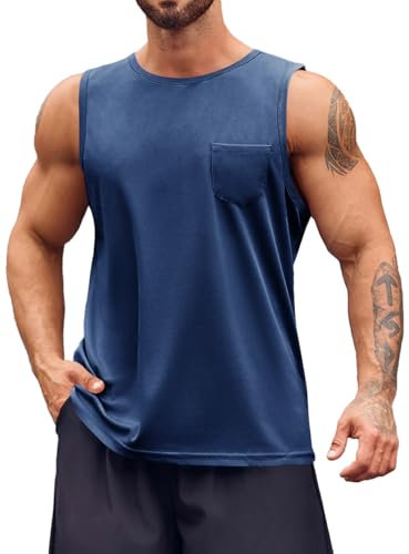 Runcati Tank Top Herren Ärmelloses Männer T-Shirt Sport Training Fitness Muskelshirt Bodybuilding Mode Tops Dunkelblau Mittel