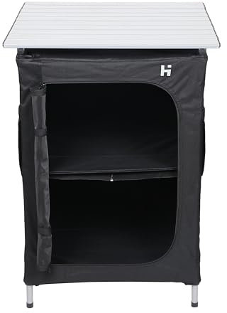Hi-Gear Folding Quad Camping Cupboard with 2 Shelves and Sturdy Aluminium Frame, Camping Storage Solutions, Camping Furniture, Camping Accessories