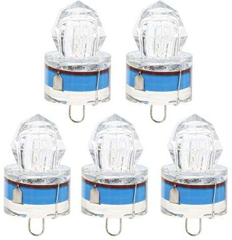 equlup 5Pcs LED Angeln Licht Unterwasser Tiefer Tropfen Lichter Wasserdicht Diamant Form LED Auto Open Unterwasser Angeln Locken Licht(Blau)