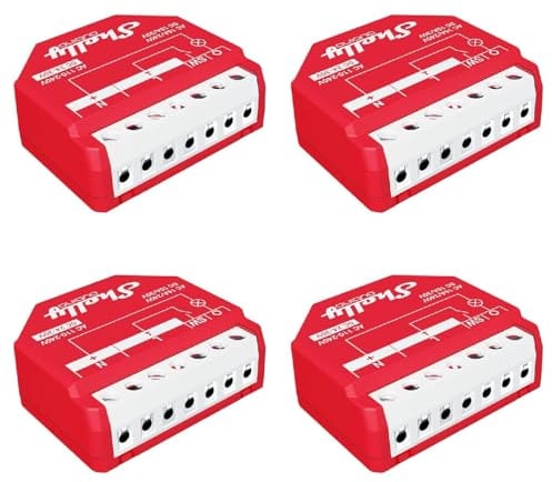 Shelly Qubino Wave 1PM | Lot de 4 | Relais interrupteur intelligent Z-wave 1 canal 16 A avec mesure de courant | domotique | passerelle Z-Wave | Faible consommation d'énergie | Répéteur réseau étendu