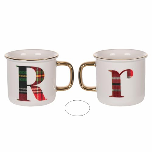 Villa d'Este Home Tivoli Tasse 300 ml aus New Bone China Tartan Monogram R