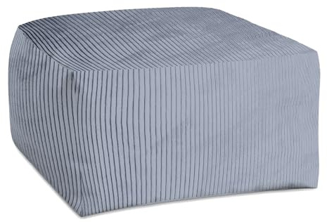 DreamRoots Pouf Hocker Fußhocker Cord, Cube 70x70x40cm, Baltic Sea