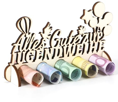 DPKOW Jugendweihe Geldgeschenk aus Holz, Jugendweihe Geldgeschenke Verpackung für Jungen Mädchen Jugendweihe Geschenke, Jugendweihe Wunscherfüller Originelle Geldgeschenke Jugendweihe Tischdekoration
