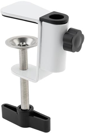 OriGlam Carbon Steel C-Clamp Clip Mount for Camera/Monitor, Desktop & Table Mount Holder, Universal for Mic & Tablet (White)