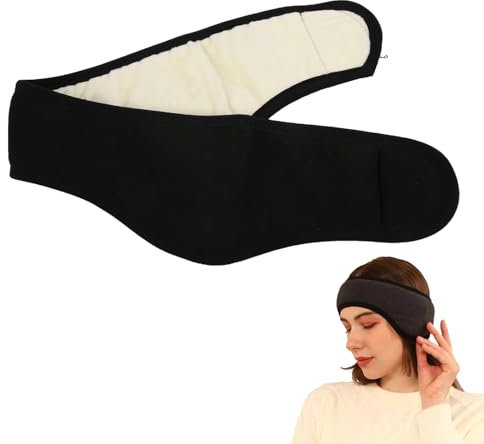 Agatige Fascia insonorizzata per dormire, cuffie antirumore per dormire, maschera per dormire invernale per donne, uomini e donne (Nero)