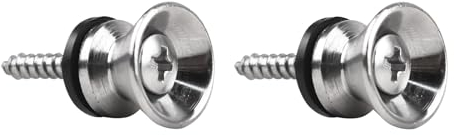 WANDIC Gitarrengurtknöpfe, Endstift-Set, 2 Stück, silberfarbene Metallgurt-Verriegelungsknöpfe, Gitarrenbefestigungsschrauben, Endstifte für elektrische Akustikgitarre, Bass, Ukulele
