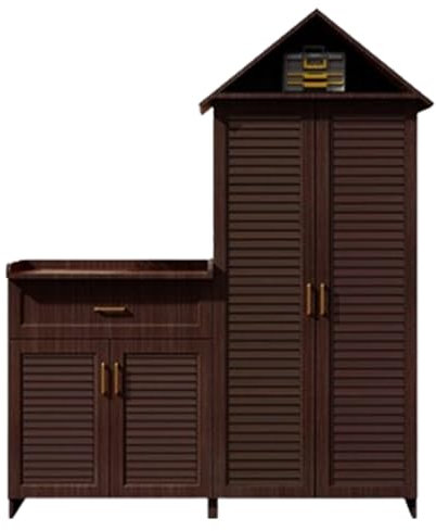 Metal Outdoor Storage Shed,Large Outdoor Storage Shed with Adjustable Shelves,Multipurpose Storage Shed for Patio Lawn Garden Yard(Coffee)