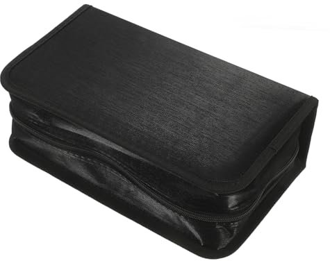SOLUSTRE Portable CD Storage Case Car CD Storage Box with 128 Capacity Sturdy Construction Rectangle Shape and Secure Closure, Cotton and Nonwoven Material for Organising Discs