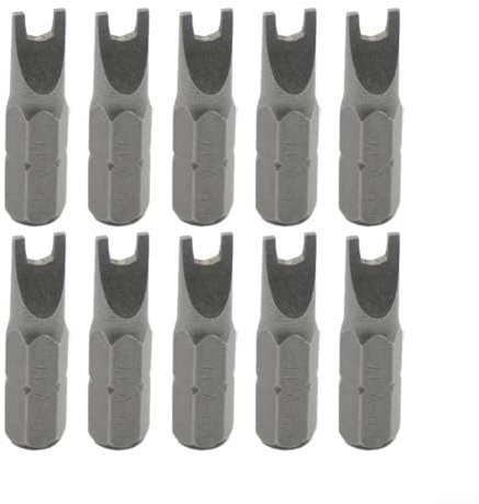 Lot de 10 embouts de tournevis en forme de U avec tige hexagonale de 6,35 mm, parfaits pour tournevis électriques et perceuses manuelles, longueur 25 mm (U10)