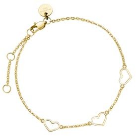 Rosefield Damen 14K Vergoldet Armband Dreifach Herz JBTHG-J537