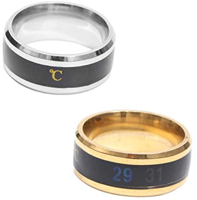 ANDRESLAD Wärmeverfärbungsring Stimmung Ring Stimmungen Temperaturwechselring Herrenringe Stimmungsring mit Farbwechsel edelstahlringe circut Geburtstagsgeschenk Fingerschmuck Silver