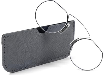 KoKoBin Occhiali da Lettura Rotonda Nose Clip Mini portatile da uomo e da donna con custodia per occhiali (Grigio, 1.5, Diottria)