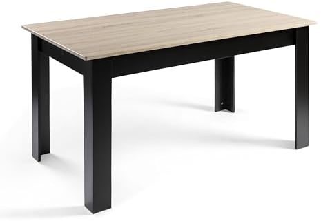 DUPI Mesa Comedor Aitana con Estructura y Tapa Superior de Madera (Taupe/Negro, 140x80)