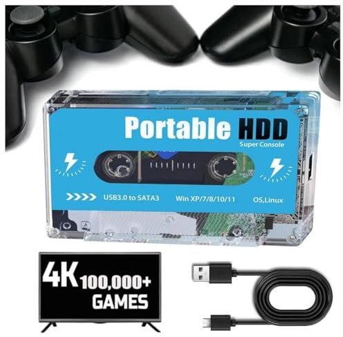 Pocket Super Console, 2024 Ultimate Retro Disk Gaming Console Cassette Supporto 70+ Simulatore, Plug and Play Video Game Stick Costruito In 100000+ Giochi, Disco di gioco esterno portatile, Hdmi 4k