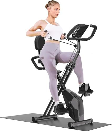 Botifly Cyclette Pieghevole da Casa 4 in 1, Bicicletta magnetica pieghevole, Resistenza magnetica regolabile a 16 livelli, monitor LCD e sensore di frequenza cardiaca