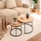 Ginhow Couchtisch Rund Holz, Runder Couchtisch Eiche 2er Set, Wohnzimmertisch Klein Ø40CM + Großer Sofatisch Ø50CM für Wohnzimmer, Schlafzimmer, Café