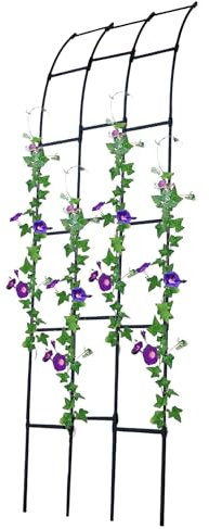 Grande arche à rosiers noire en treillis – Arche de jardin robuste en acier avec revêtement en plastique pour plantes grimpantes, décoration extérieure, arche murale – Largeur 90 cm(W90xH320CM(3.0x10.