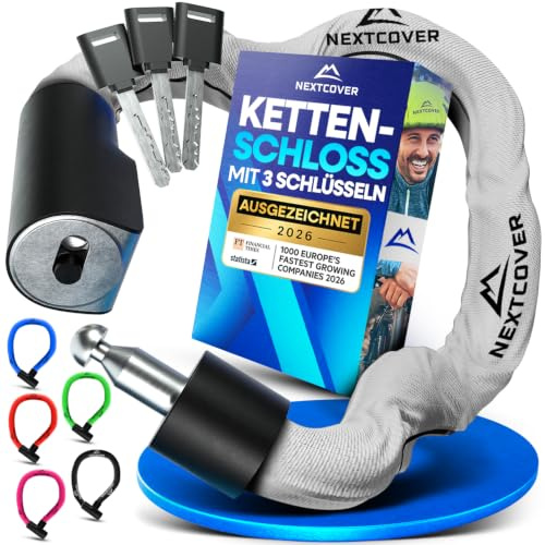 NEXTCOVER® Fahrradschloss LockOne mit Schlüssel I - [SAFESECURE] Fahrradschloss hohe Sicherheit I robustes & langlebiges Kettenschloss Fahrrad I Bike Lock, Fahrrad Schloss 3 Schlüssel