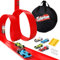 Flexible Toy Car Track for Racing, 4M Roll Up Race Track Includes 4 Diecast Toy Cars for Boys, Diecast Cars and Monster Trucks, Attach to Windows Doors for Bumps Jumps Tunnels Loops