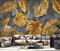 Fototapete 3d Effekt Tapete 200x140cm Tropische Pflanzen Blätter Natürlich Geometrisch Gold Grau Panoramatapete Wandbilder Vliestapete Seiden Wand Deko