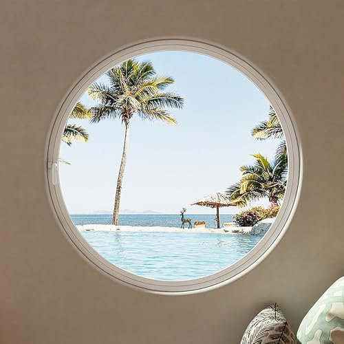 Redondo Vaso Ventana del Cobertizo, Rotación De 360° Ventanas Ventana de aluminio pequeña con Vidrio, función de inclinación giratoria para garaje, jardín, sótano,(Wit,15.7in/40cm)