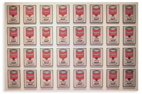 The World's Top 100 Paintings Campbell's Soup Cans von Andy Warhol Poster, Schlafzimmer, Leinwand, Dekor, Sportlandschaft, Büro, Raumdekoration, Geschenk, ungerahmt, 40,6 x 61 cm