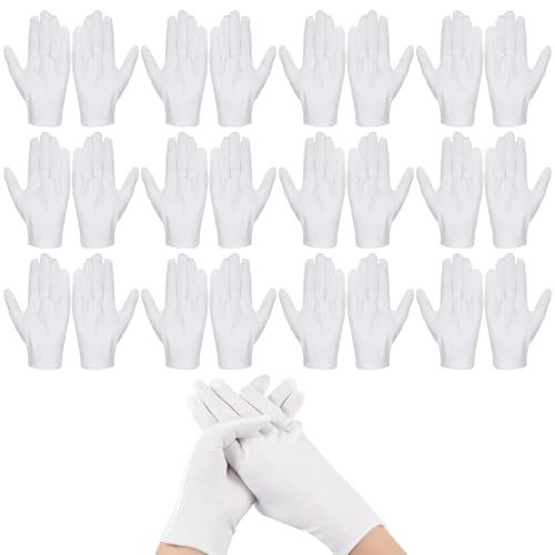 Aililong 11 Paia di Guanti in Cotone Bianco - Guanti Tessuto Morbido e Traspirante per Mani secche, dermatite atopica Crema idratante riutilizzabili Uomo Donna