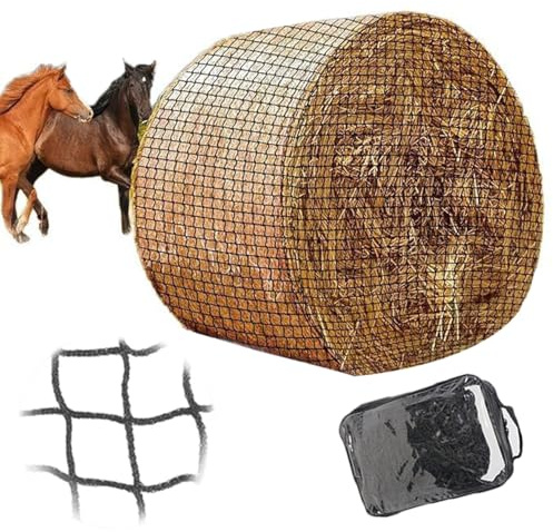 Heunetz Rundballen,Durchmesser 180 cm,Höhe 180 cm (6x6 FT) Verschleißfestes Heunetz für Pferde Rundballen Durchmesser,Maschenweite 4x4cm,Rundballennetz für Heuraufe geeignet,Heuballennetz engmaschig