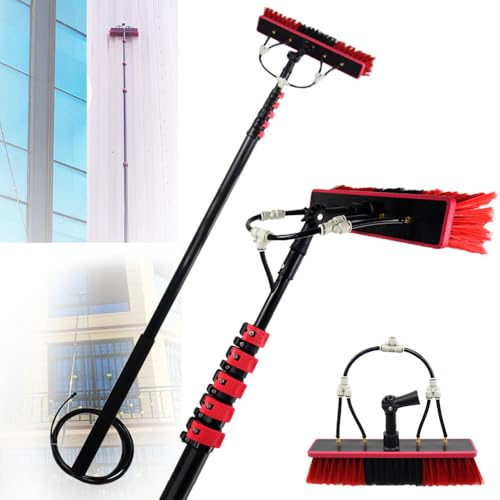 EpyGnom Adjustable Solar Panel Cleaning Tool Window Cleaner Brush 180° Rotating Water Fed Washing Pole Kit Extendable for Roofs & Cars 10.8m/36ft