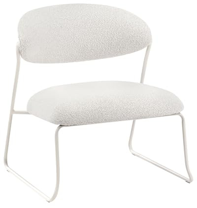 Beliani Set of 2 Armchairs Armless Iron Legs Fabric Upholstery Off-White Kolsiva