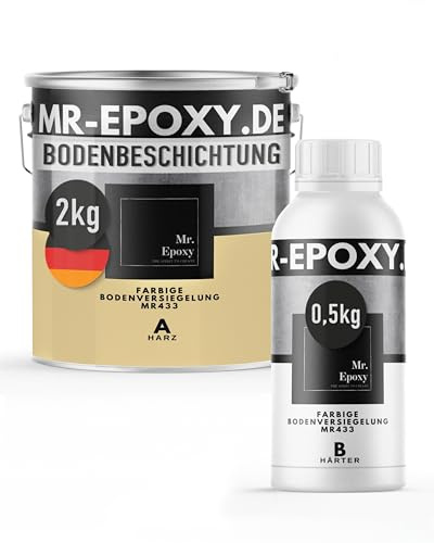 Mr. Epoxy Epoxidharz Bodenbeschichtung (2,5 kg, RAL 1001 Beige) | 2K Betonfarbe für Garagen, Keller & Werkstatt Boden - Flüssigkunststoff Epoxid Grundierung und Bodenversiegelung