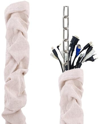 Fabric Cord Cover, 120x14cm/47.2x5.5in Linen Cable Sleeve for Chandelier Chain Lamp Wires TV Cords & Home Cable Management