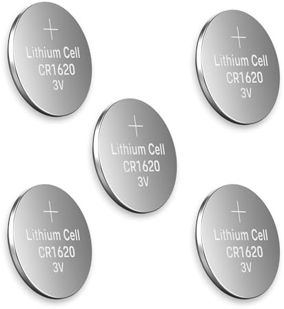 5x CR1620 3V Lithium Coin Cell Battery DEALONIC® High Capacity Button Cell for Key Fobs, Watches, Remotes, Scales, LED, Sensors, AirTag-style Devices Compatible Coin Battery Replacement Battery
