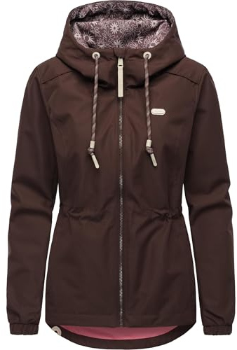 Ragwear Damen leichte Übergangsjacke kurze wasserdichte und atmungsaktive Funktionsjacke mit verstellbarer Kapuze und Taillenzugband Dankka XS-3XL