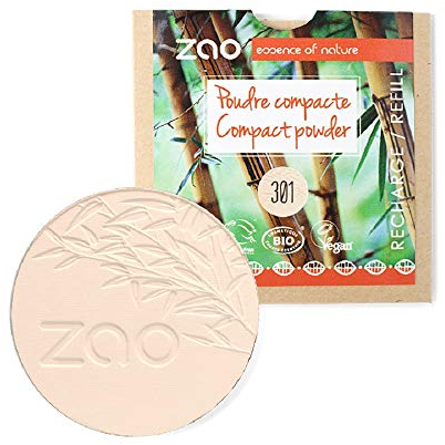Bio Make Up Vegan Compact Powder ZAO Refill 9 g – Vegane Naturkosmetik Schminke Puder – deckend & mattierend – Nachfüller Nr. 301 Elfenbein