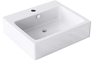 doporro Waschbecken 53x46x14 cm Aufsatzwaschbecken aus Keramik Hängewaschbecken weiß inkl. Nano-Versiegelung Brüssel712