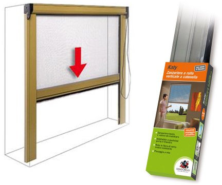 Zanzariera a rullo con catenella per porte finestre bronzo 120x170cm 1932