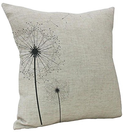 Nunubee Kissenbezug bettwäsche Stempel Pusteblume Baumwolle Leinen Platz Dekorative Akzente Setzen Fall Sofa zierkissen Landhaus beige Löwenzahn 45x45cm