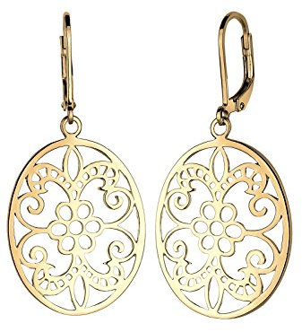 Elli Ohrringe Damen Hänger Ornament Floral in 925 Sterling Silber Vergoldet