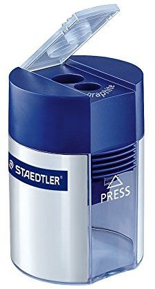 Staedtler 512001BK Lot de 2 taille-crayons en métal à double trou avec pot