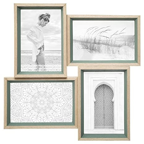 Atmosphera - Pêle - mêle Moly - bois et verre - 4 photos - Vert