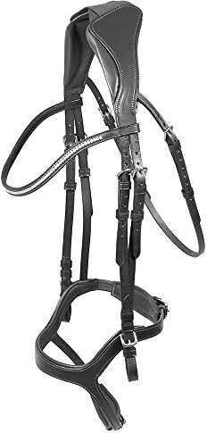 PFIFF 102690 Trensenzaum Kadira, anatomisch, gepolstert, Reithalfter Lederhalfter, Schwarz, Full/Warmblut