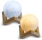 Eaxus® 3D Mondlampe schwebend - Touch LED Nachtlicht Mond/Nachttischlampe mit 3 Farbmodi & Akku, Gestell aus Holz, Weiß