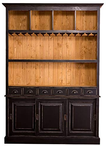 Casa Padrino Landhausstil Barschrank Antik Schwarz/Naturfarben 150 x 35 x H. 210 cm - Landhausstil Möbel