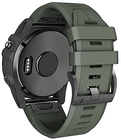 ANBEST Bracelet pour Garmin Fenix 6/6 Pro, Fenix 5/5 Plus, Fenix 7/7 Pro, Epix 2/Epix Pro 47mm, Forerunner 965/945/935, Approach S62 QuickFit 22mm Remplacement Bracelet en Silicone, Armée Verte