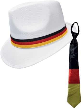 Fußball Klamotten Hut Deutschland Cap EM WM Herren Fußball Deutschland Fan-Hut mit Krawatte Deutschland schwarz rot Gold