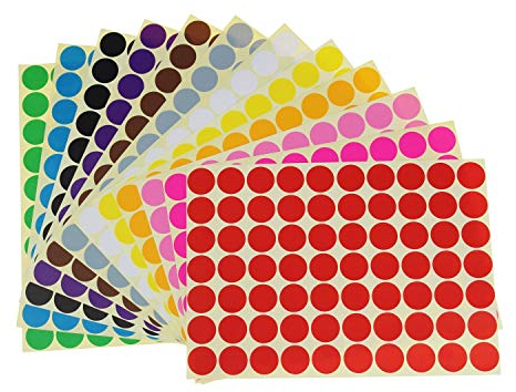 Runde Punktaufkleber,Farbetiketten 16mm Dot Klebepunkte 16 Farben/Blatt Farbkodierung Etikette 1440 Stück Markierungspunkte