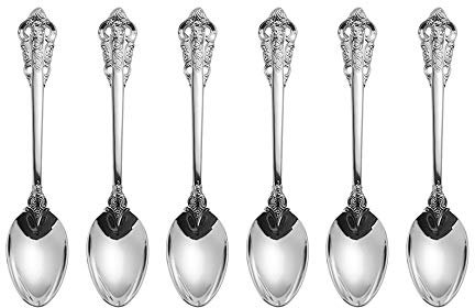 Set di posate in argento barocco, stile antico, in acciaio inox 18/10 lucidato a specchio, ideale per casa, cucina, ristorante, matrimonio, feste, tè pomeridiano, 6 pezzi, lunghezza 20,2 cm